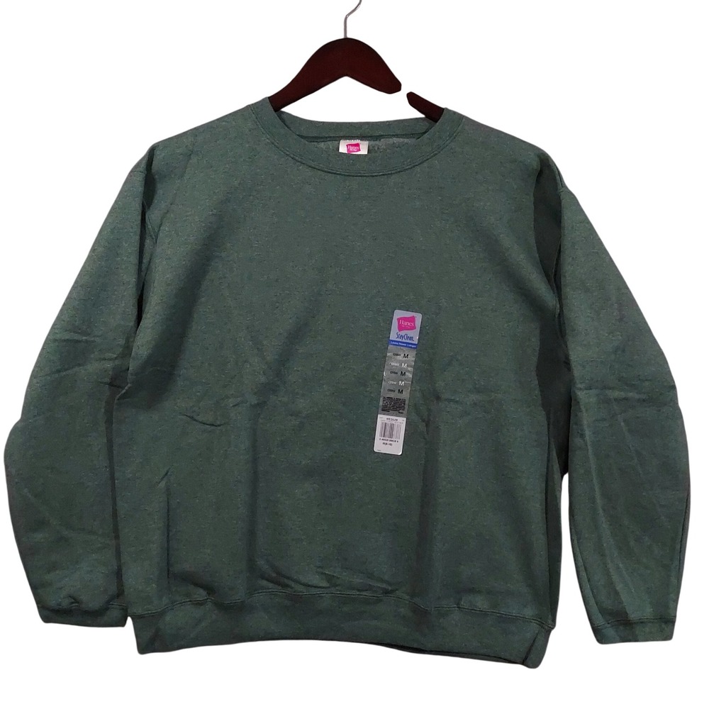Hanes Sweatshirt Women Medium Green StayClean Dark Forest Heather 4351 GV